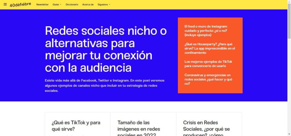 Ejemplo de sitio web tipo blog