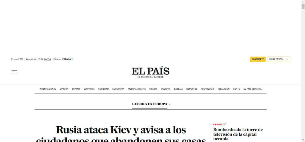 Ejemplo de sitio web tipo noticias
